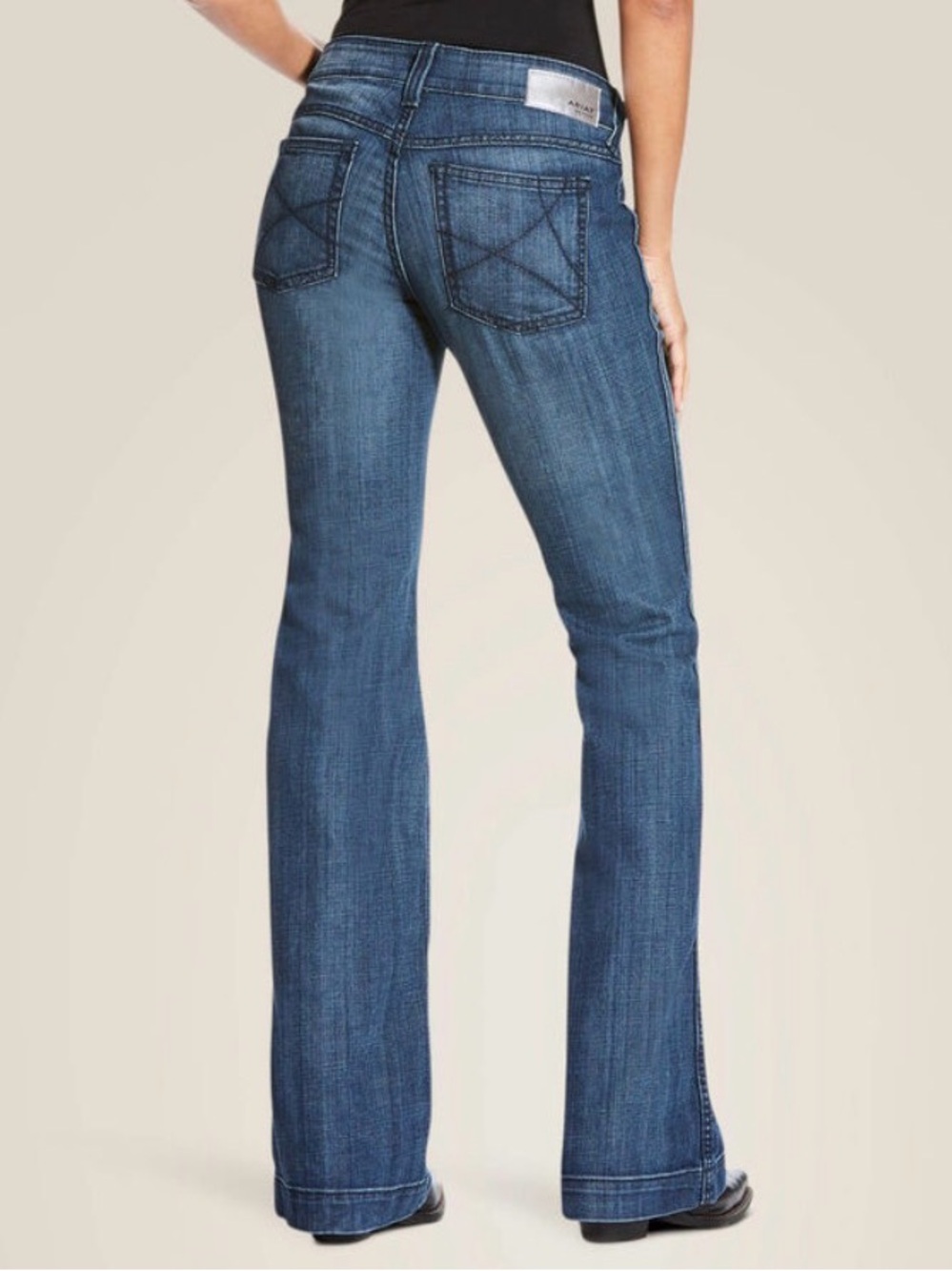 Ariat Trouser Mid Rise Stretch Outseam Ella Wide Leg Jean - Picture 2 of 6